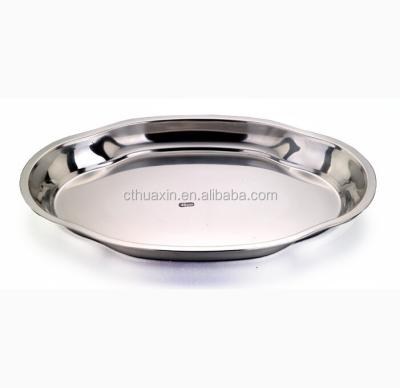 China Eco-Friendly Silver Oval Stainless Steel Serving Tray for sale