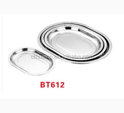 China Hotel Restaurant Stainless Steel Tray Home Oval Serving Tray for sale