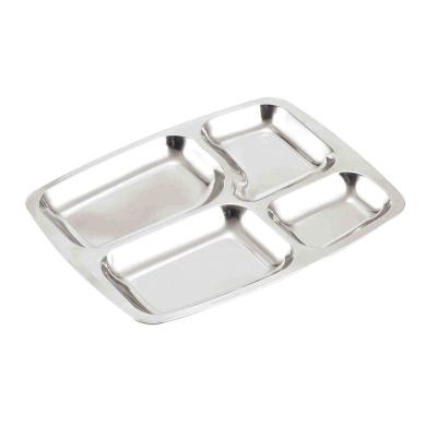 China Sustainable 4 compartment stainless steel food tray for sale