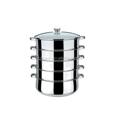 China Sustainable 5layer stainless steel steamer with glass lid for sale