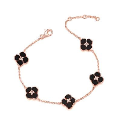 China Dropshipping CLASSIC Fashion 925 Sterling Silver Adjustable Women Four Leaf Clover Luxury Bracelet for sale