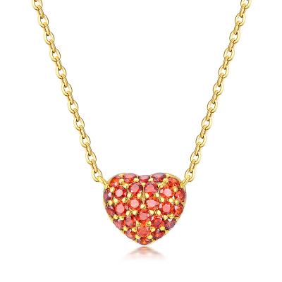 China Romantic Dropshipping Fashion Small Heart Cubic Zirconia Pendant Necklace Women 18K Gold Plated Thin Gold Chain Necklace for sale