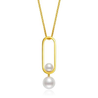 China FASHIONABLE High Quality Venetian Color Pendant Jewelry Gold Geometry Pearl Necklace Dropshipping Silver Plated Necklace for sale