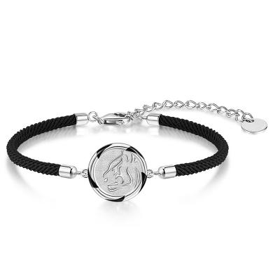 China Dropshipping Trendy Hand-Polishing Woven Bracelet Bangle 925 Silver Bracelet Extended Black Paracord Chain Bracelet for sale