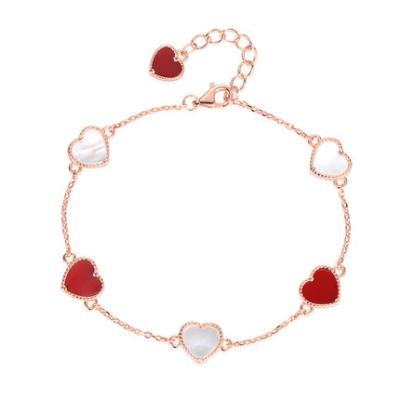 China Romantic Women Rose Gold Plated Tennis Infinity Love Heart Link Bracelet Agate 925 Silver Jewelry Bangle Dropshippin Leafael for sale