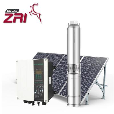 China ZRI 3 inch family homes AC/DC hybrid solar water pump,ACDC auto switching solar submersible pump,solar pump for irrigation for sale