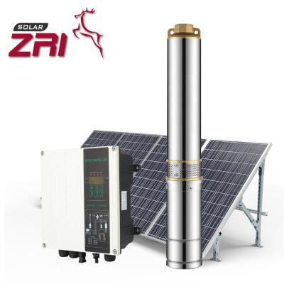 China ZRI 4 Inch Family Homes AC/DC Hybrid Solar Water Pump,ACDC Auto Switching Solar Submersible Pump,Solar Pump for Deep Well for sale