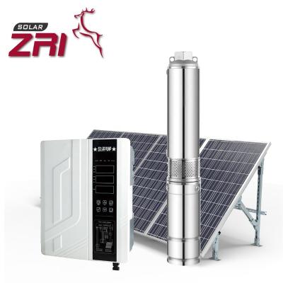 China ZRI 3 inch AC/DC water pump water pump borehole 48V solar hybrid solar centrafugal water pump system irrigation for family homes for sale