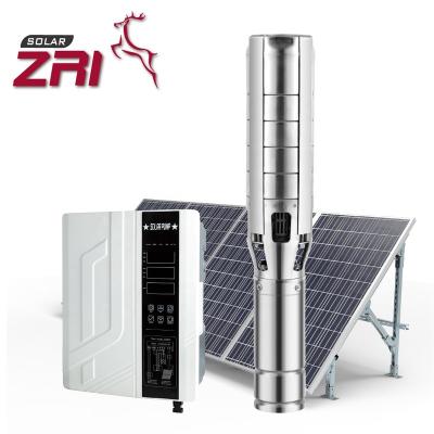 China Family Homes ZRI 6 Inch AC/DC Hybrid Solar Water Pump, Complementary ACDC Solar Submersible Pump, 304 Stainless Steel Impeller Solar Pump for sale