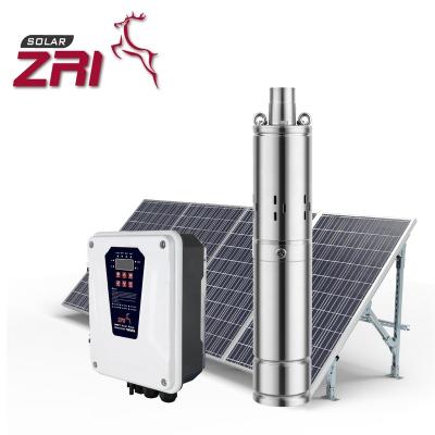 China ZRI family homes 3 inch solar powered water pump, helical rotor submersible solar water pump, solar screw pump with MPPT controller for sale