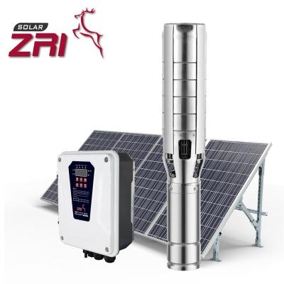 China ZRI family homes 6 inch solar powered water pump, submersible 304 stainless steel impeller solar water pump, solar pump for deep well for sale