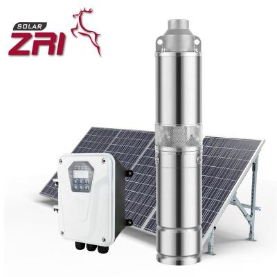 China ZRI Family Homes 4 Inch Rise DC Brushless Solar Pump, Helical Rotor Submersible Solar Water Pump, Solar Screw Pump For Deep Well for sale