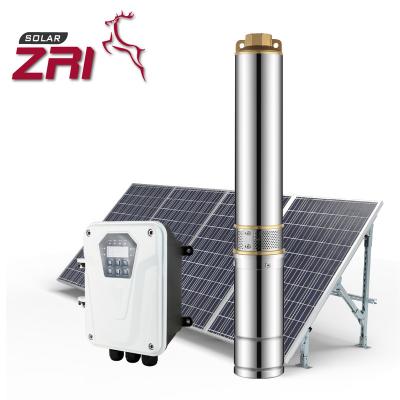 China Family Homes ZRI 4 Inch DC Brushless Solar Pump, Impeller Submersible Solar Water Pump, Solar Pump for Deep Well with MPPT Controller for sale