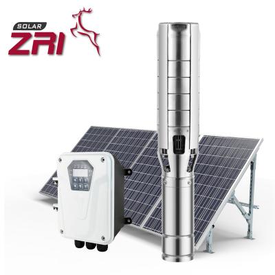 China Family Homes Zri 6 Inch Pump China Manufacturer 304 Stainless Steel Solar Impeller Submersible Solar Powered Irrigation System for sale