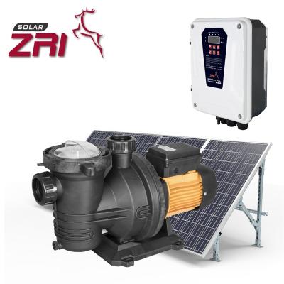 China Zri Home Solar Powered DC 12v DC Solar Powered Submersible Water Pump For Irrigation 1.5hp Water Pump With DC Mppt Controller for sale