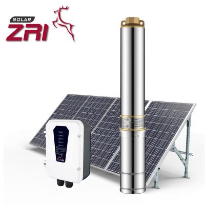 China Family Homes ZRI Economic Type 4 Inch Solar Powered Water Pump DC Solar-River-Water-Solar Pump For Deep Well for sale