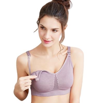 China New Antibacterial Mesh Big Size No-Rims Breathable Front-Buttoned Seamless Maternity Women Wire Free Tube Top Wireless Nursing Bra for sale