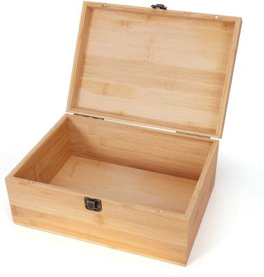 China Europe Large Bamboo Wood Storage Natural Wooden Box For Decorative Crafts Box for sale