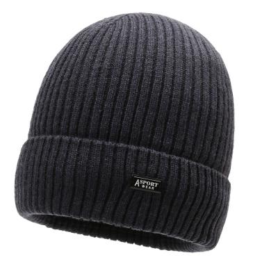 China Promotion Label COMMON Beanie Hat Solid Color High Quality Custom Plain Knitted Winter Beanie Hat Knitted for sale