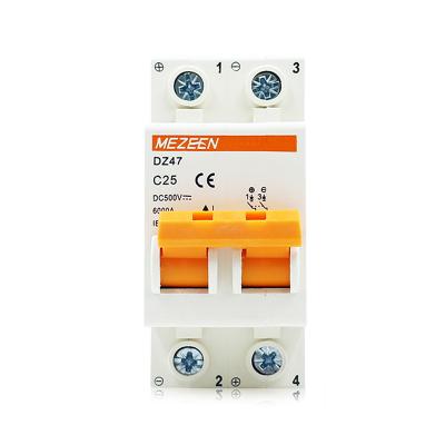 China DZ47-63 Model Copper/DC Mini Circuit Breaker Silver DC MCB 2P 1-63A 6kA 250V 500V 1000V Parts Solar Circuit Breaker for sale