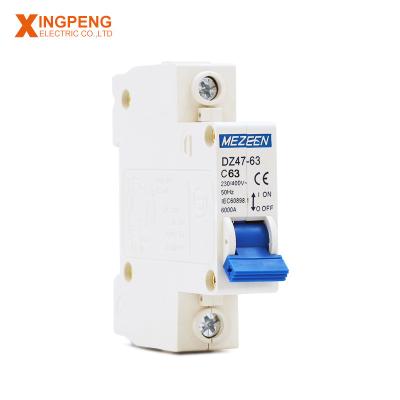 China Yueqing copper factory new type Dz47-63 c45n (1p 20a) mcb single pole price work of air circuit breaker for sale