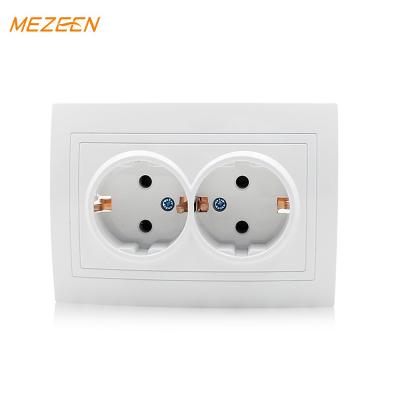 China Residential/Multi-Purpose Russian Standard Plastic Wall Switch EU Double Schuko Wall Switch EU Germany Greece Wall Socket for sale