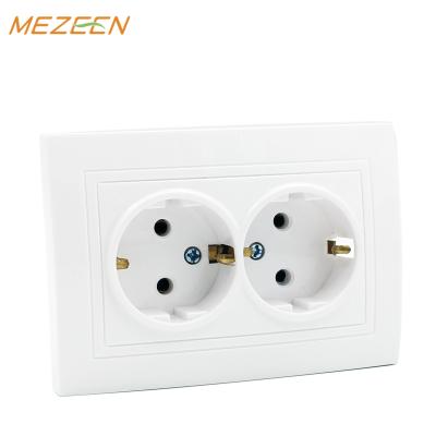 China Safety Wall Socket Outlet 220v Y Series European Style Double Schuko Socket for sale