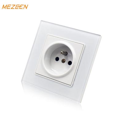 China New Design 16A EU Standard Electric French Glass Panel Outlet Durable Glass Panel /safety Wall Sockets for sale