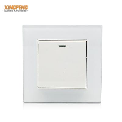 China EU standard 10-16A /safety 86*86mm tempered glass panel 1 strip 1 durable wall switch 10-16A for sale