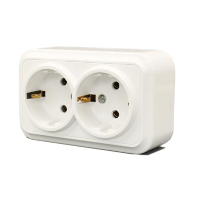 China Wall socket wide varieties of durable Eu double twin plug easy and simple to install for sale