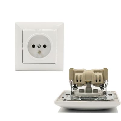 China Safety ABS Frame European French Double Socket Fixed Socket Bracket 16a For Wall Type for sale