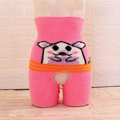 China Velvet Cartoon Shorts Chenille Home Soft Pajamas Pants Open Backed Breathable Half Waist Warm Thick Autumn And Winter Warm for sale