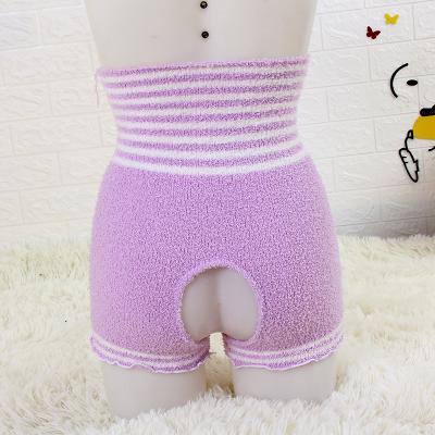 China Breathable High Waist Tummy Roll Up Stretch Soft Warm Comfortable Chenille Shorts Open for sale