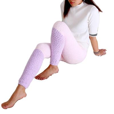 China Breathable Chenille Loose Soft, Comfortable And Warm Thick Home Candy Colored Plush Pajama Slacks Fall / Winter Pants For Ladies for sale