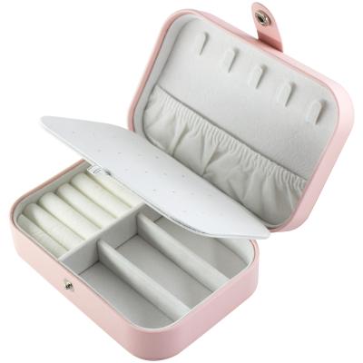 China Fashionable Ready to Ship Leather Jewelry Packaging Box Ring Travel Jewelry Storage Organizer Necklace Bracelet Earring Box PU Jewelry for sale