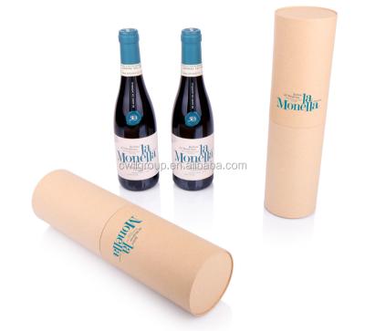 China Recyclable Customized Round Paperboard Kraft Paper Tube Wine Bottle Packaging Boxes for sale