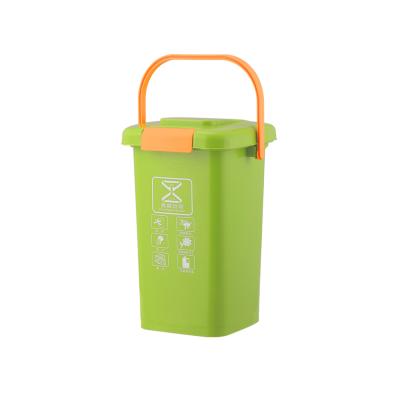 China Portable 15L Porcelain Waste Classification Trash Can Bin Viable Recycle Bins Food Medical Handheld Waste Bin for sale