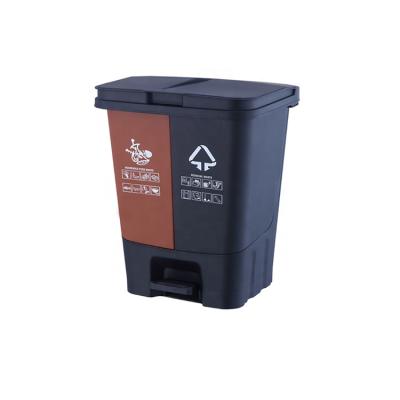 China 16l Plastic Swing Waste Bin Waste Bins Stackable Recycling Bin Cover Sustainable Outdoor Double Street Trash Bin for sale