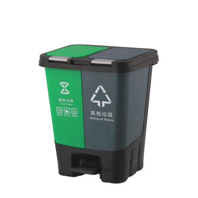 China Sustainable Hot Sale 20L Double Compartment Design 2 In 1 Garbage Matching Bin Segregation Garbage Bin for sale