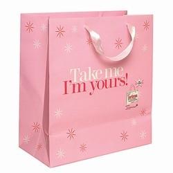 China Custom Pink Cosmetic, Jewelry, Clothing Packing Paper Gift Bags with Handles, Ribbon for sale