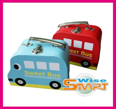 China Cute Car Shape Handcraft Cardboard / Paperboard Paper Suitcases / Paper Handle Box for sale