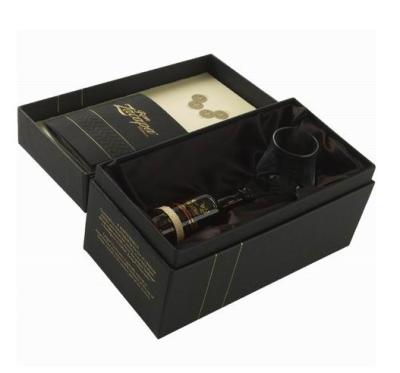 China Luxury Black Rigid Paper Board Wine Packaging Boxes for Gift Packaging for sale