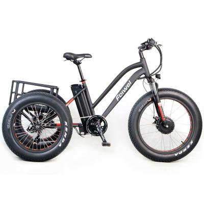 China Electric fat bike 1000w/3 wheel aluminum alloy tire fat tricycle/e electric bike 3 wheel electric bike for sale for sale