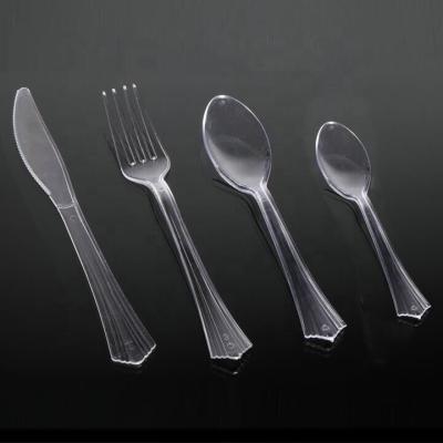 China White plastic salad ice cream dessert knife, fork and spoon can be customized one time, used for wedding parties and picnics for sale