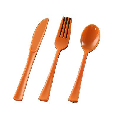 China The basic properties of color ps plastic dinnerware set party restaurant picnic is heat resistant, cutlery wedding cake knife fork spoon set and server for sale