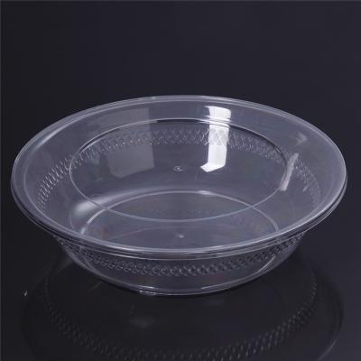 China 2021 New Arrivals Disposable Custom Clear Round Sandals Woman Fruit Salad Plastic Disposable Reusable Bowl With Lid for sale