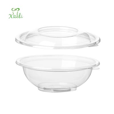 China Factory Price Disposable Custom Printed Clear 24oz Transparent PET Disposable Plastic Cup With Lid Salad Bowl Seres for sale