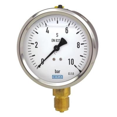 China Bourdon tube pressure gauge, copper alloy stainless steel case, liquid filled, NS 50, 63 and 100 model 213.53 213.53 for sale