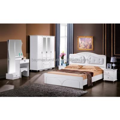 China Post-modern simple design MDF and PVC home wardrobe bed dresser bedroom furniture for sale