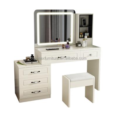 China Modern Economic White Storage Dressing Table With Chair For Bedroom Furniture for sale